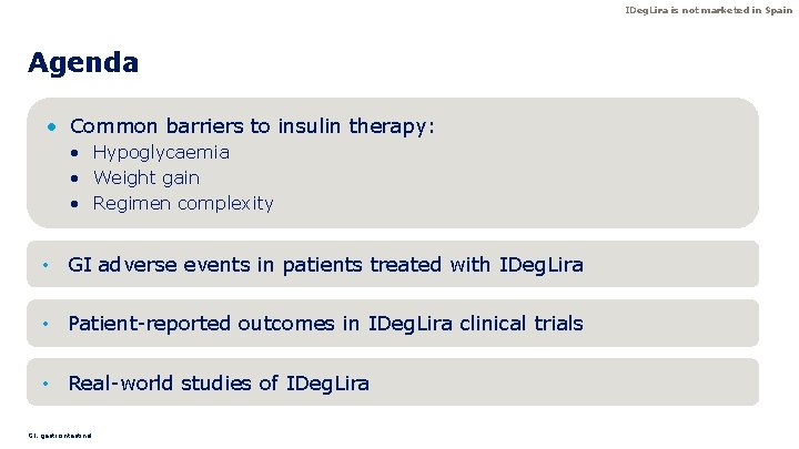 IDeg. Lira is not marketed in Spain Agenda • Common barriers to insulin therapy: IDeg. Lira is not marketed in Spain Agenda • Common barriers to insulin therapy: