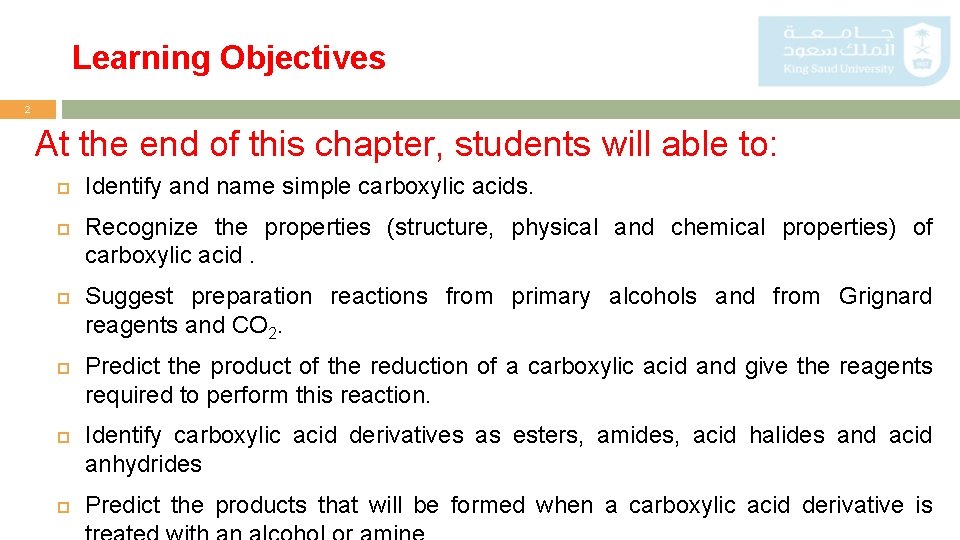 Learning Objectives 2 At the end of this chapter, students will able to: Identify