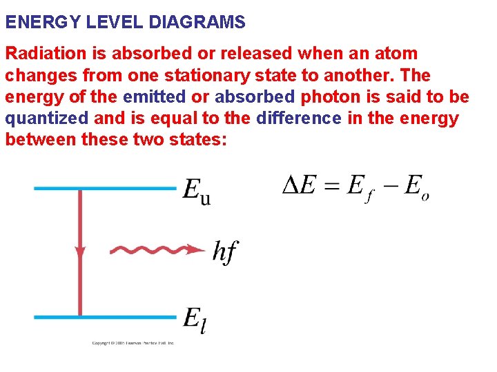 ENERGY LEVEL DIAGRAMS Radiation is absorbed or released when an atom changes from one ENERGY LEVEL DIAGRAMS Radiation is absorbed or released when an atom changes from one