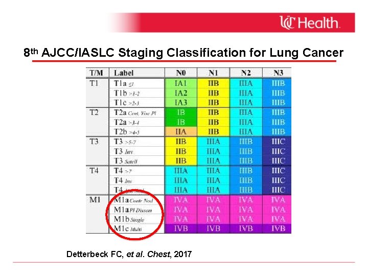 8 th AJCC/IASLC Staging Classification for Lung Cancer Detterbeck FC, et al. Chest, 2017