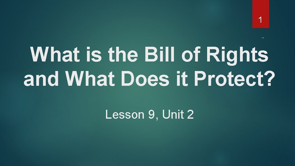 1 1 What is the Bill of Rights and What Does it Protect? Lesson