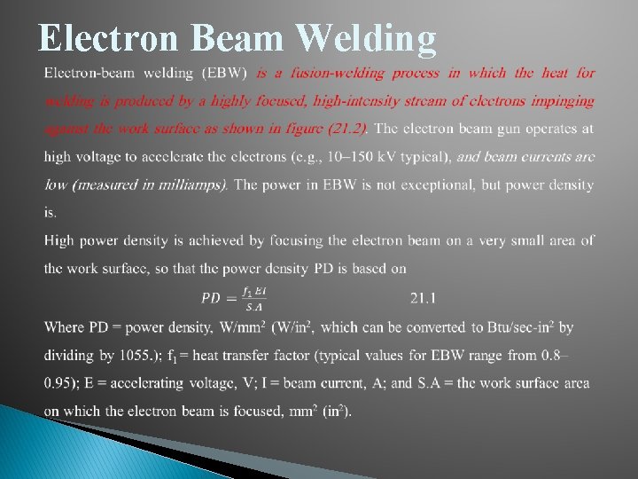 Electron Beam Welding 