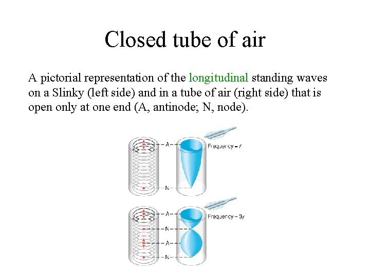 Closed tube of air A pictorial representation of the longitudinal standing waves on a