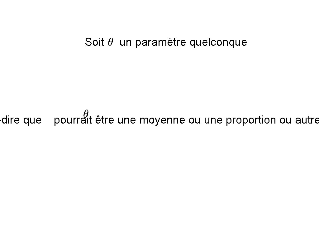 -dire que Soit un paramètre quelconque pourrait être une moyenne ou une proportion ou