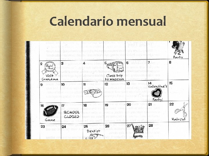 Calendario mensual Calendario mensual