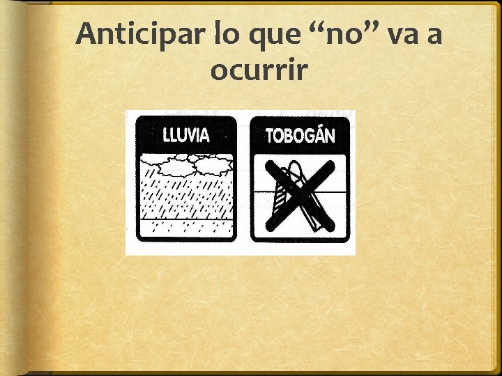 Anticipar lo que “no” va a ocurrir Anticipar lo que “no” va a ocurrir
