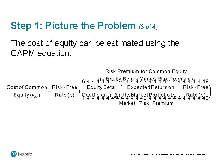 Step 1: Picture the Problem (3 of 4) The cost of equity can be