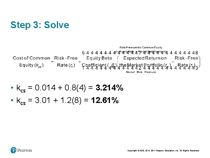 Step 3: Solve • kcs = 0. 014 + 0. 8(4) = 3. 214%