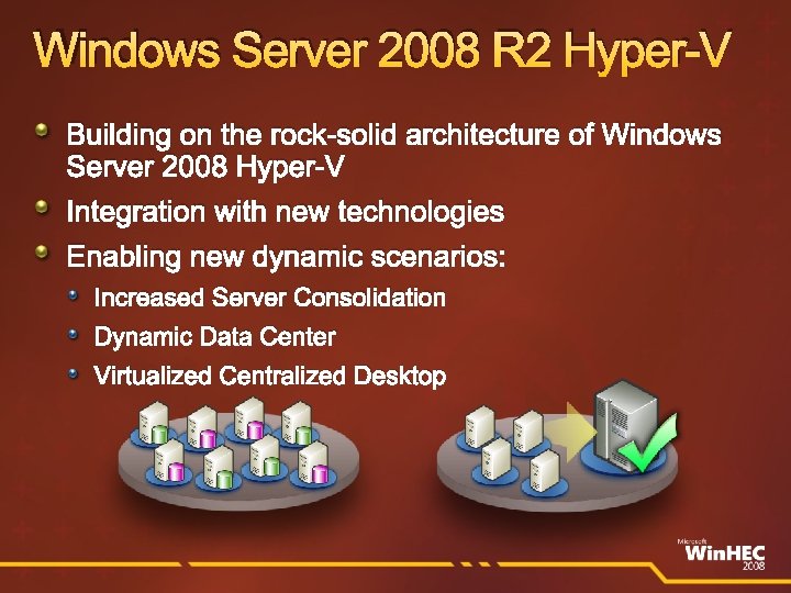 Windows Server 2008 R 2 Hyper-V Building on the rock-solid architecture of Windows Server