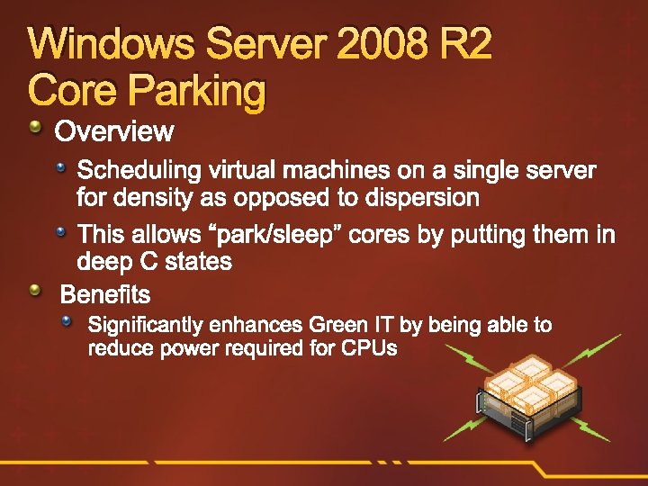 Windows Server 2008 R 2 Core Parking Overview Scheduling virtual machines on a single