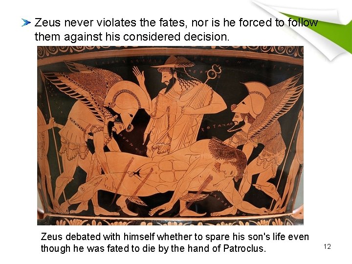 Zeus never violates the fates, nor is he forced to follow them against his