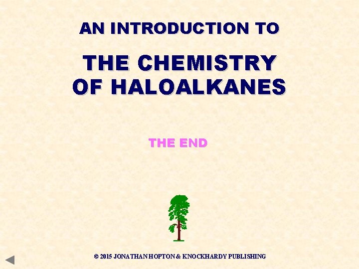 AN INTRODUCTION TO THE CHEMISTRY OF HALOALKANES THE END © 2015 JONATHAN HOPTON &