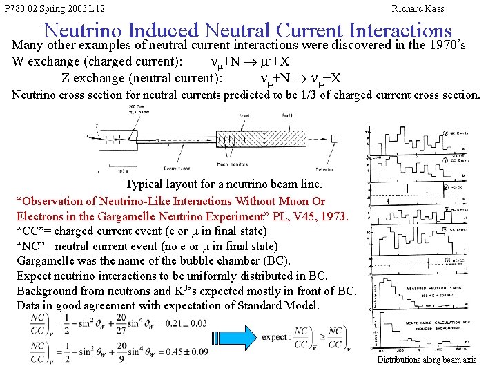 P 780. 02 Spring 2003 L 12 Richard Kass Neutrino Induced Neutral Current Interactions