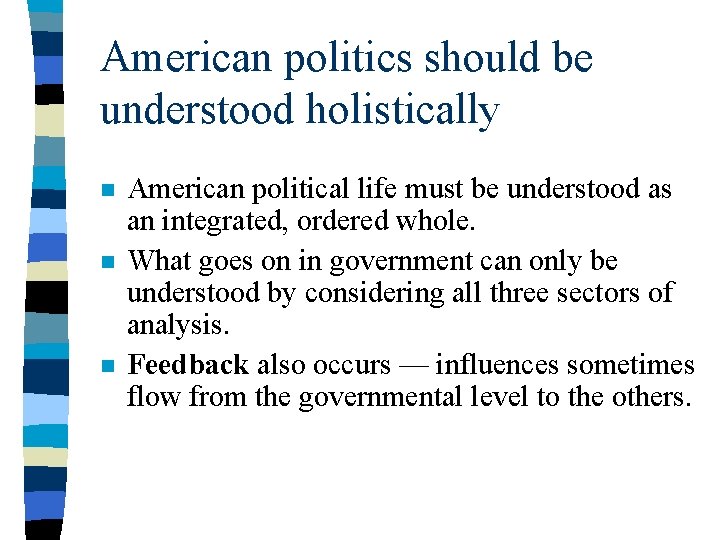 American politics should be understood holistically n n n American political life must be American politics should be understood holistically n n n American political life must be