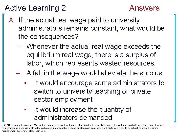 Active Learning 2 Answers A. If the actual real wage paid to university administrators