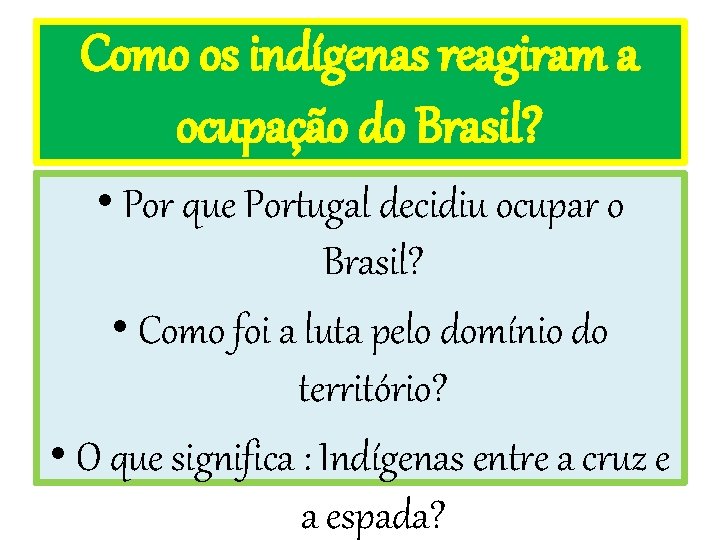 Como os indígenas reagiram a ocupação do Brasil? • Por que Portugal decidiu ocupar