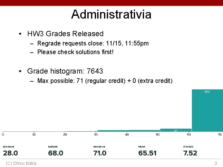 Administrativia • HW 3 Grades Released – Regrade requests close: 11/15, 11: 55 pm