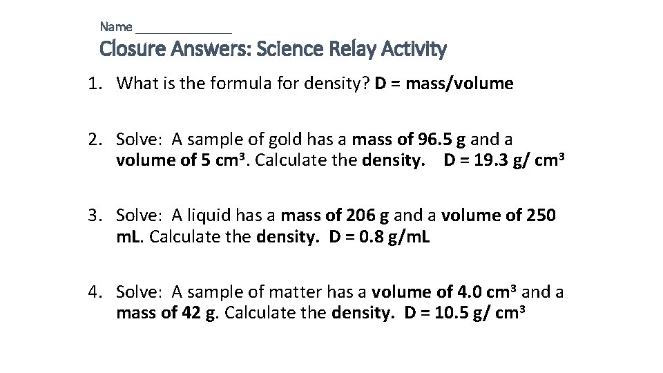 Name Classperiod Introduction To Metrics Use Your Calculator