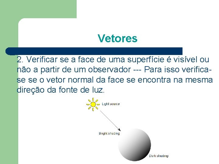 Vetores 2. Verificar se a face de uma superfície é visível ou não a