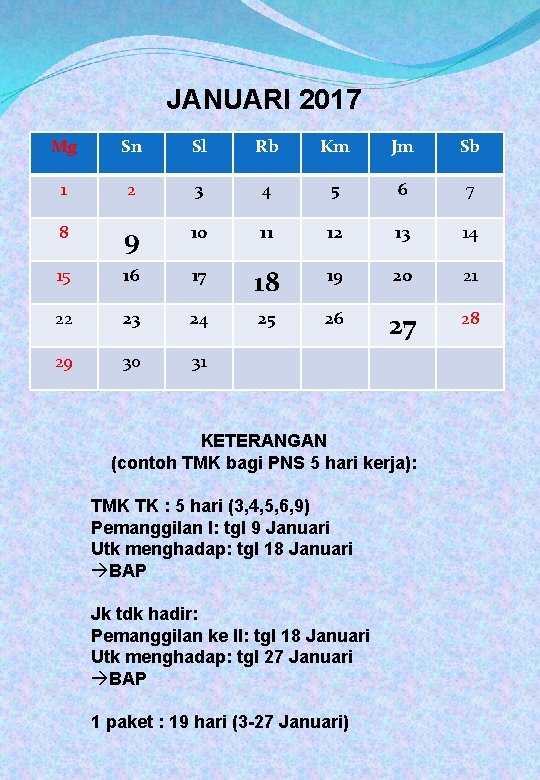 JANUARI 2017 Mg Sn Sl Rb Km Jm Sb 1 2 3 4 5