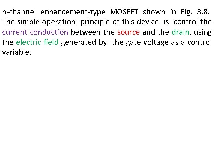 n-channel enhancement-type MOSFET shown in Fig. 3. 8. The simple operation principle of this