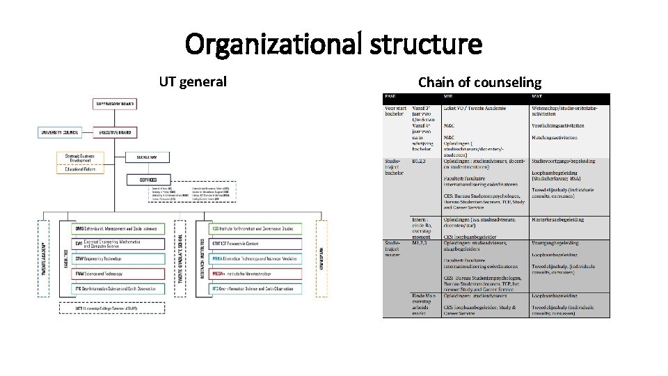 Organizational structure UT general Chain of counseling 