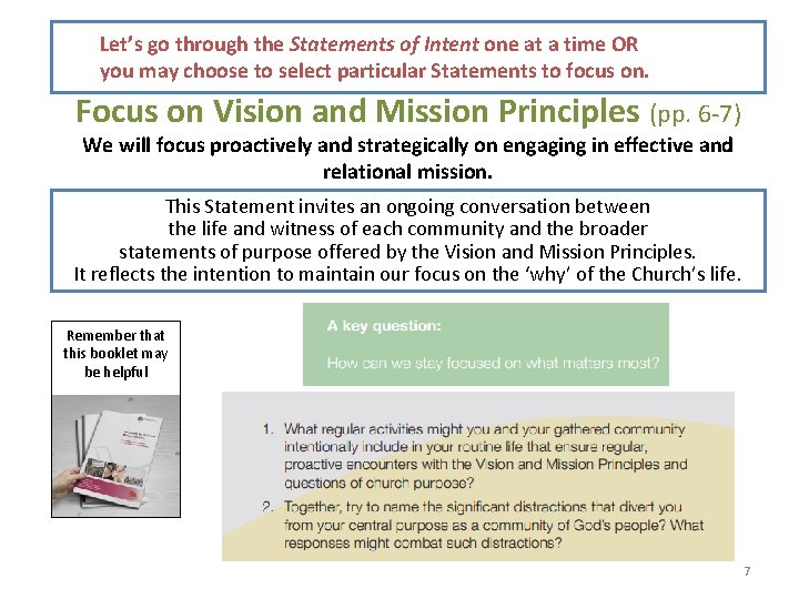Let’s go through the Statements of Intent one at a time OR you may Let’s go through the Statements of Intent one at a time OR you may