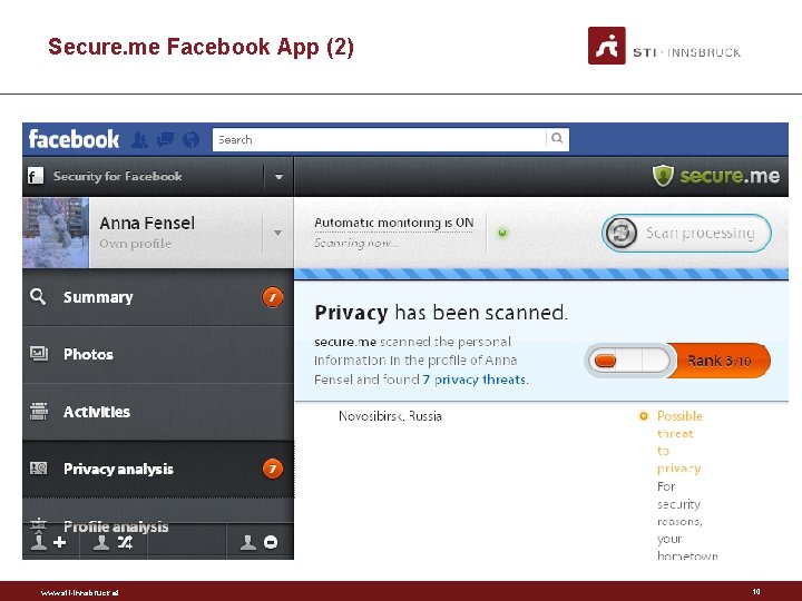 Secure. me Facebook App (2) www. sti-innsbruck. at 10 
