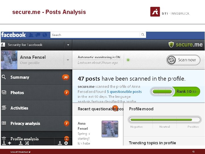 secure. me - Posts Analysis www. sti-innsbruck. at 12 