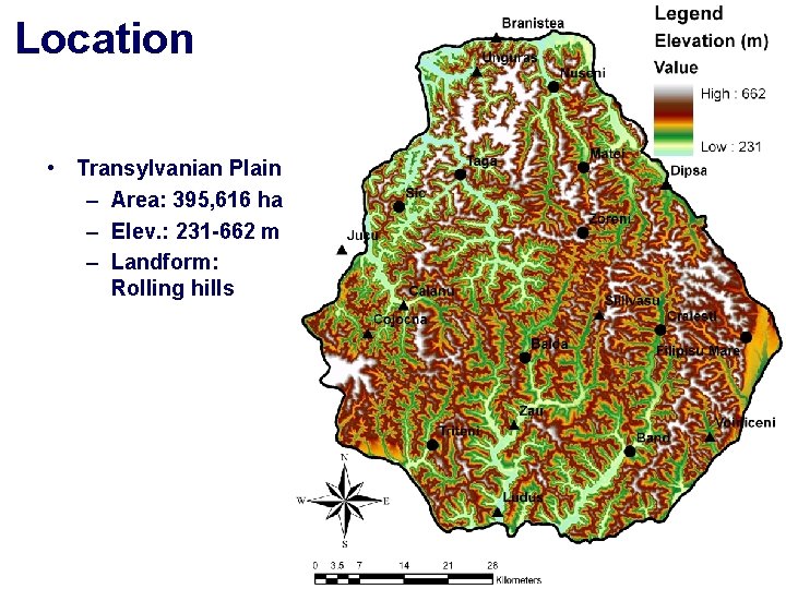 Location • Transylvanian Plain – Area: 395, 616 ha – Elev. : 231 -662