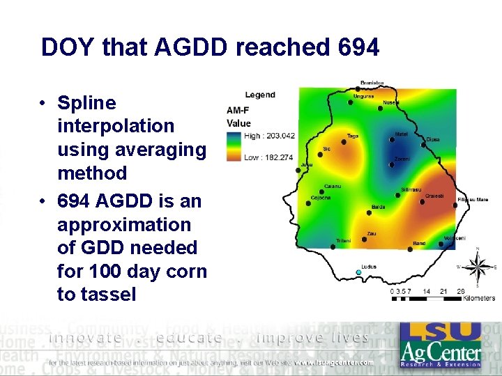 DOY that AGDD reached 694 • Spline interpolation using averaging method • 694 AGDD