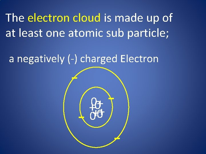 The electron cloud is made up of at least one atomic sub particle; a