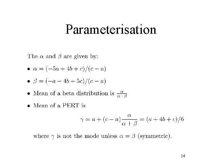 Parameterisation 14 