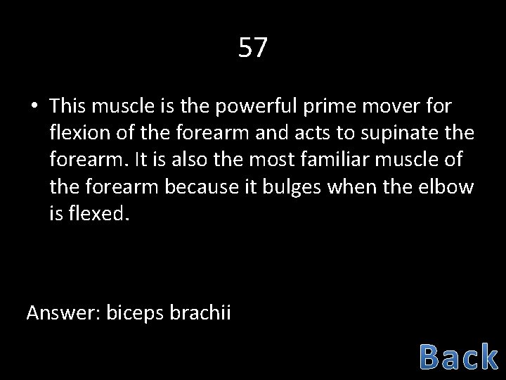 57 • This muscle is the powerful prime mover for flexion of the forearm