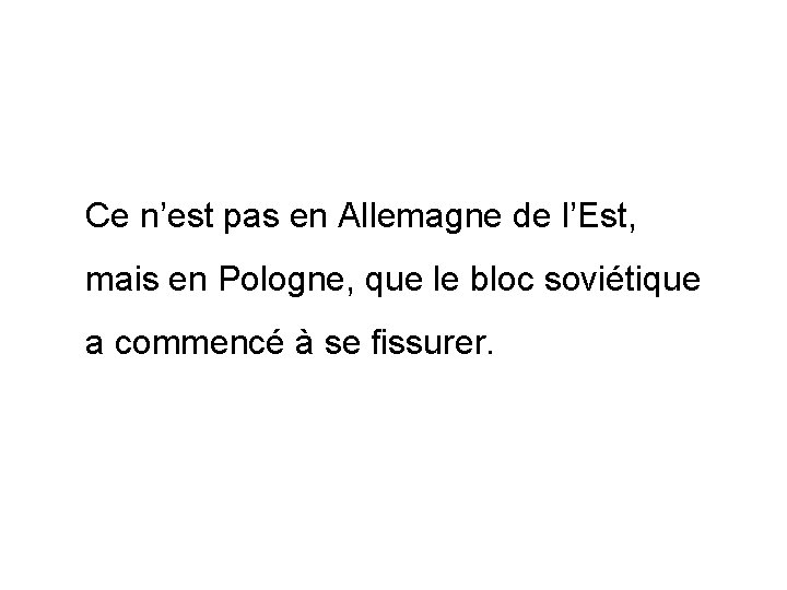 Ce n’est pas en Allemagne de l’Est, mais en Pologne, que le bloc soviétique