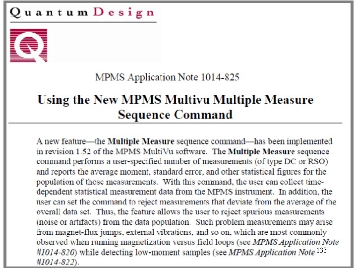 MPMS XL的新功能 • Multiple Measure命令的使用 133 