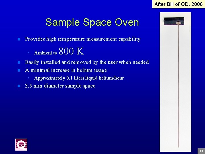 After Bill After of Bill QD, of 2006 QD Sample Space Oven n Provides