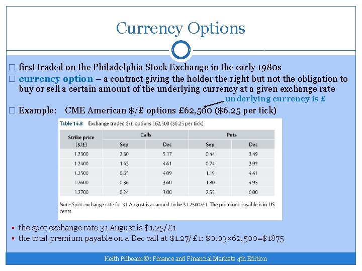 Currency Options � first traded on the Philadelphia Stock Exchange in the early 1980
