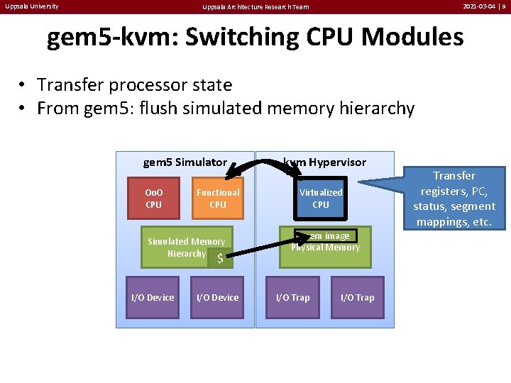 Uppsala University 2021 -03 -04 | 9 Uppsala Architecture Research Team gem 5 -kvm: