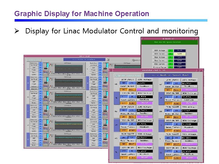 Graphic Display for Machine Operation Ø Display for Linac Modulator Control and monitoring 