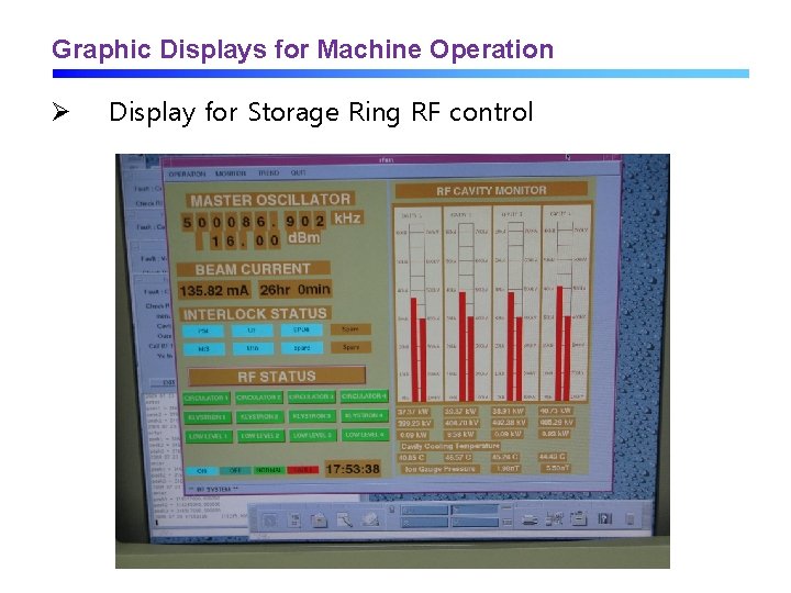 Graphic Displays for Machine Operation Ø Display for Storage Ring RF control 