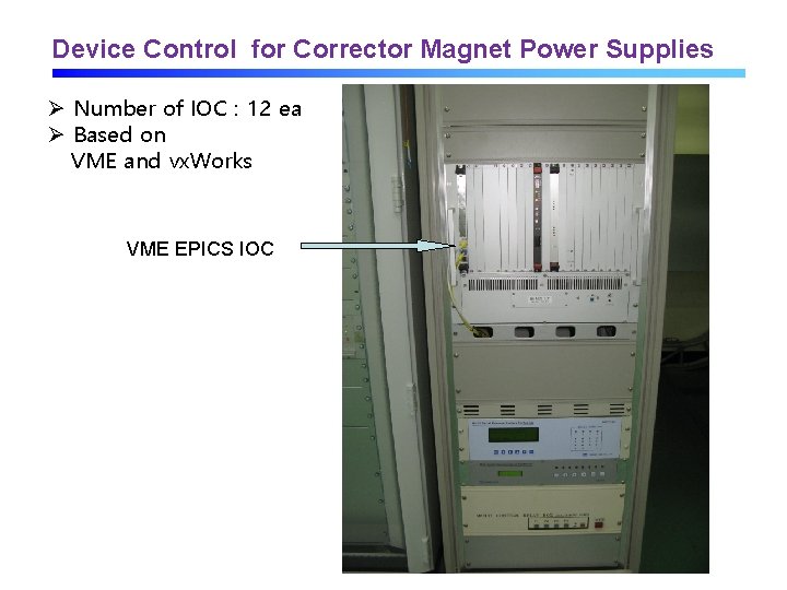 Device Control for Corrector Magnet Power Supplies Ø Number of IOC : 12 ea