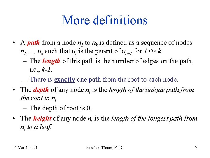More definitions • A path from a node n 1 to nk is defined More definitions • A path from a node n 1 to nk is defined