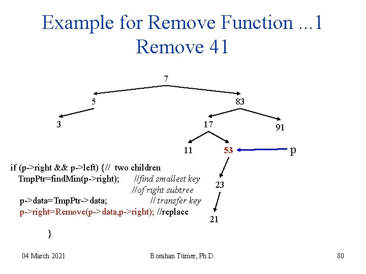 Example for Remove Function. . . 1 Remove 41 7 5 83 3 17 Example for Remove Function. . . 1 Remove 41 7 5 83 3 17