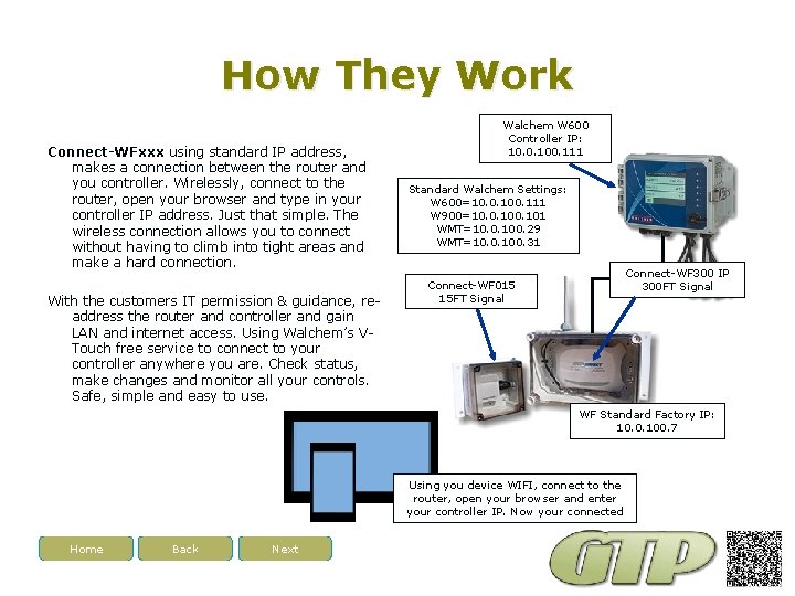 How They Work Connect-WFxxx using standard IP address, makes a connection between the router