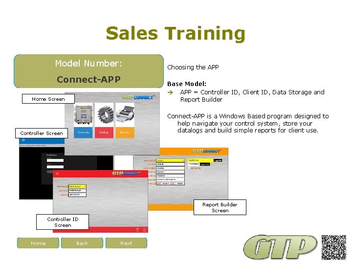 Sales Training Model Number: Connect-APP Home Screen Choosing the APP Base Model: APP =