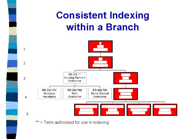 Consistent Indexing within a Branch 1 2 3 4 5 ** = Term authorized