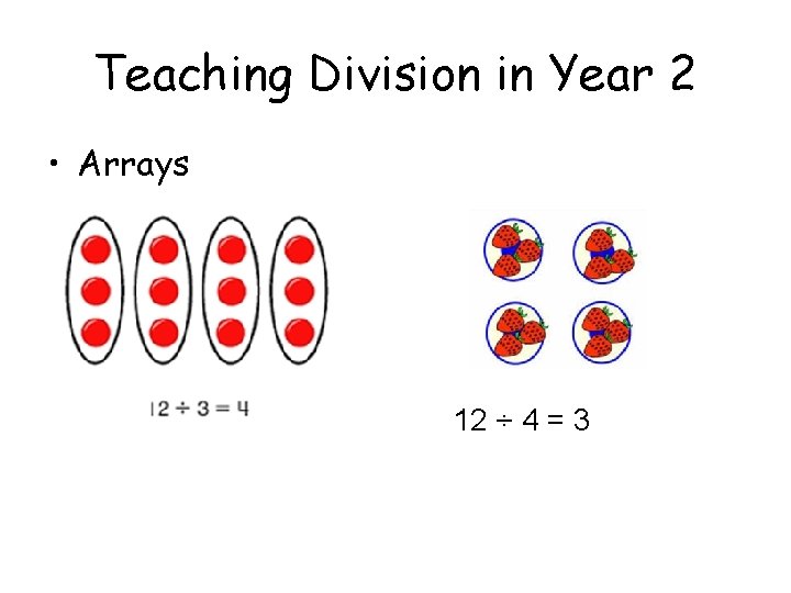 Teaching Division in Year 2 • Arrays 12 ÷ 4 = 3 