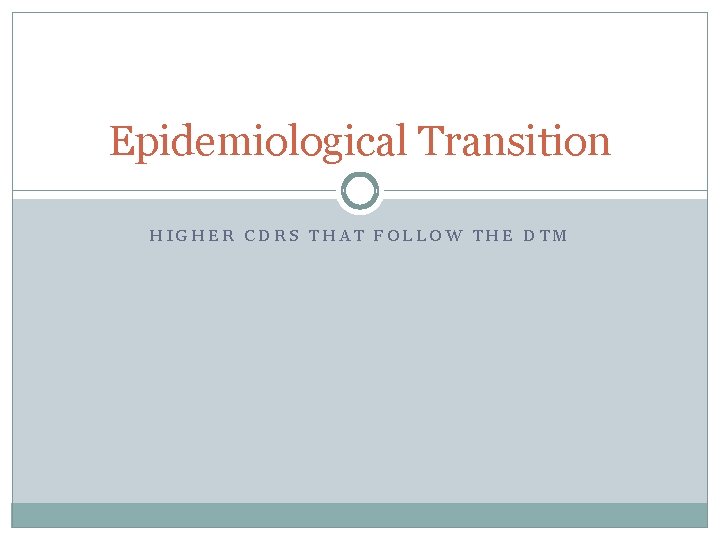 Epidemiological Transition HIGHER CDRS THAT FOLLOW THE DTM 