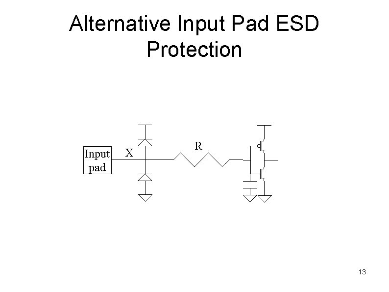 Alternative Input Pad ESD Protection Input pad X R 13 